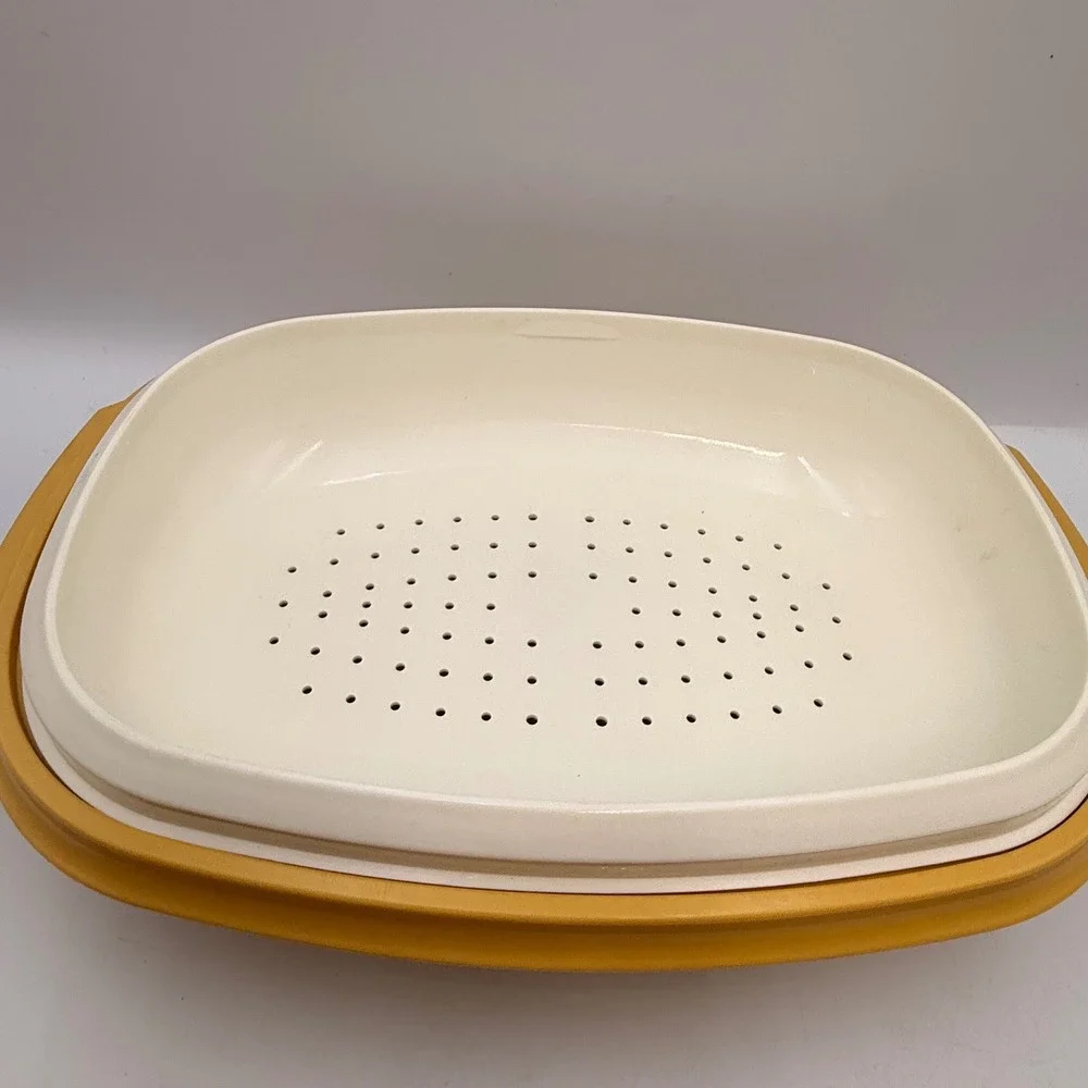 Vintage Tupperware Multi Server 1273-3 Harvest Gold Steamer Colander 3 Piece Set
